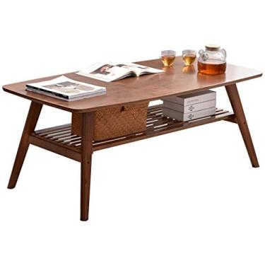 Imagem de Mesa de centro de madeira maciça rústica dobrável para sala de estar única e moderna mesa de TV retangular mesa de sofá mesa de escritório quarto mesa de centro