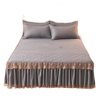 Imagem de THJKUPO Capa de cama para ar condicionado, tapete macio, saia de cama de três peças pode ser lavada e dobrada por máquina de água (200 cm x 220 cm)