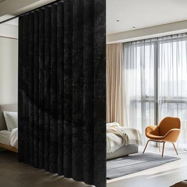 Imagem de Cortinas divisórias de quarto para varão de teto, cortinas de teto 100% blackout com ganchos, redução de ruído, cortina de privacidade para trilho de montagem de teto na parede, 3 m de largura x 2,7 m