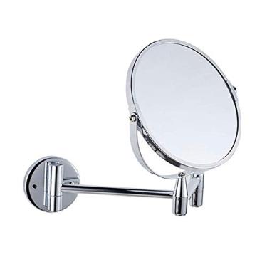 Imagem de Espelho de maquiagem montado na parede Espelho cosmético dobrável de metal espelho de alumínio montado na parede de banheiro casa hotel (tamanho: 15 cm)