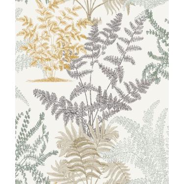 Imagem de Papel de Parede Muse Folhagem Branco e Dourado A57101