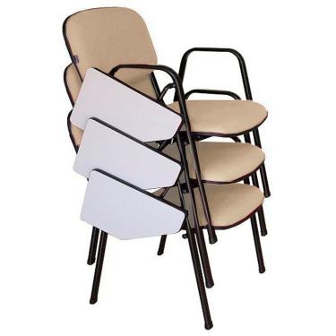 Imagem de 03 Cadeiras Escolar Universitária Linha Hotel Auditório Bege