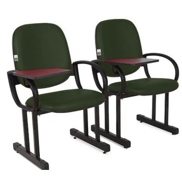 Imagem de 02 Cadeiras Escolar para Auditório e Escolas com Prancheta Linha Dallas Auditório Verde
