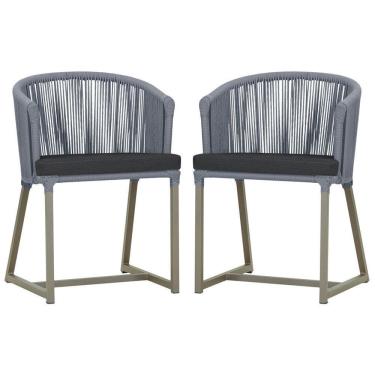 Imagem de 2 Cadeiras De Jantar Noronha Fendi Corda Nautica E11 Trama Prata