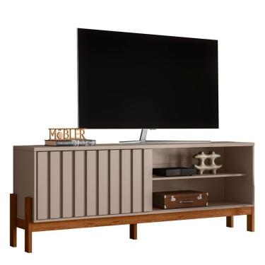 Imagem de Rack Bancada New Aurora 188cm Grigio Fosco-cinamomo Mel Para Tv Até 75 - Mobler Grigio Fosco-cinamomo Mel