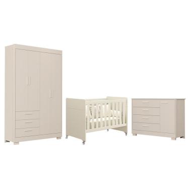 Imagem de Dormitório Infantil Zaki Guarda Roupa, Cômoda E Berço Evolution Areia Fosco - Reller Móveis Areia Fosco