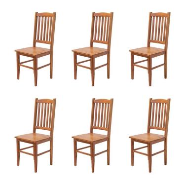 Imagem de Kit 6 Cadeiras Gourmet Rústica Para Restaurantes Em Madeira Maciça Bh - Natural - Bege