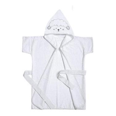 Imagem de Roupão Felpudo Infantil Bebe Algodão Praia Mar Piscina Natação com Cap