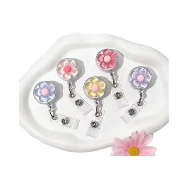 Imagem de Porta-Crachá Retrátil Transparente Floral Feminino Para Médicas, Enfer