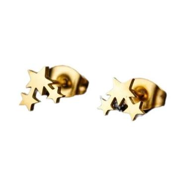 Imagem de Brincos Minimalistas De Aço Inoxidável Em Forma De Coração E Estrela P