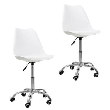 Imagem de Kit 2 Cadeiras Office Oficial Cromada Girat Saarinen Branco - Oficial 