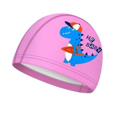 Imagem de Touca De Natação Infantil Profissional Dinossauro H.B, Rosa dinossauro