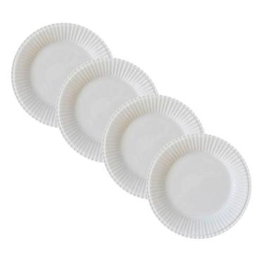 Imagem de Kit 4 Pratos Rasos Frisada Branco 1ª Linha Scalla