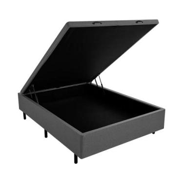 Imagem de Base Box Baú Casal Suede 36x138x188 Pistão a Gás - CONFORT BRAZ, Cinza