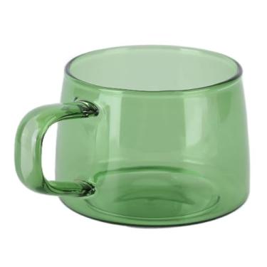 Imagem de Xícaras de café, copo de borossilicato de 250 ml, caneca de vidro borossilicato transparente, caneca de café de fundo plano com alça caneca de chá para café, latte, leite (verde)