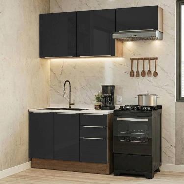 Imagem de Armário de Cozinha Compacta 180 cm Rustic/Preto Lux Madesa 03