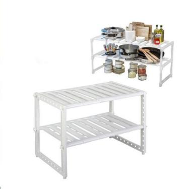 Imagem de Prateleira Cozinha Guarda Roupa Organizador Ajustavel 2 Andares Pia Ba