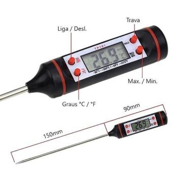 Imagem de Termômetro Culinário Cozinha Digital Mede -50ºc A +300ºc