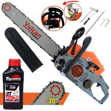 Imagem de Moto Serra Motosserra Á Gasolina Vulcan VS620 2T 62CC 4HP C/ Sabre 20 Polegadas Ponta Rolante Ideal Para Trabalhos Pesados + ÓLEO TOYAMA 2T