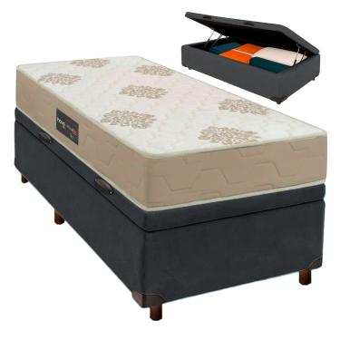Imagem de Conjunto Cama Box Bau Com Colchão Solteiro Inova D33 Inovaflex - Cinza