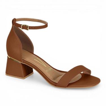 Imagem de Sandalia Vizzano Feminina Salto Baixo Grosso Metalizado, Marrom, 38