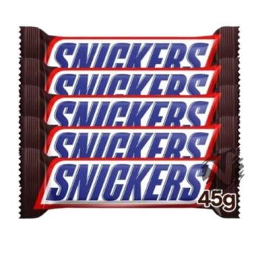 Imagem de Kit 5 Chocolate Snickers Tradicional Mars 45g