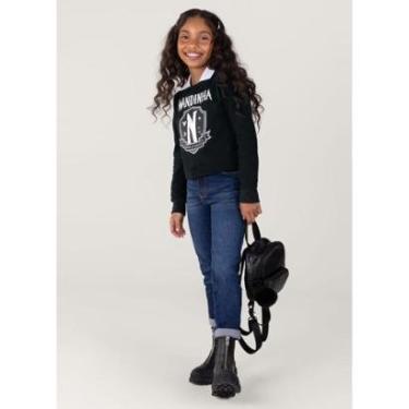 Imagem de Blusão Moletom Wandinha Infantil Menina Brandili Preto-Feminino