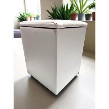 Imagem de Puff Baú Banqueta Quadrado Cubo Decorativo material sintético e Suede 
