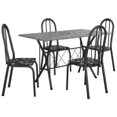 Imagem de Mesa de Jantar 4 Cadeiras Retangular Preto Artefamol Ravena, Preto