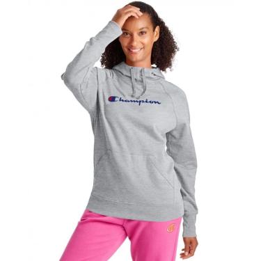 Imagem de Moletom Champion Canguru Graphic Script Logo Feminino - Cinza - GG-Feminino