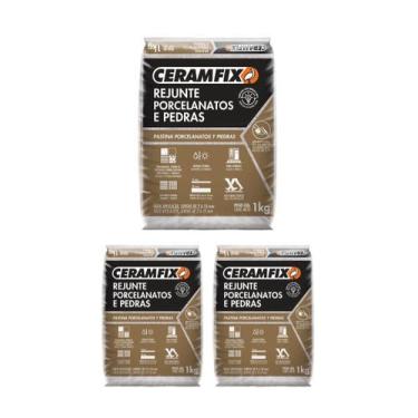Imagem de Kit 3 Rejunte Porcelanatos E Pedras Camurca 1kg Ceramfix