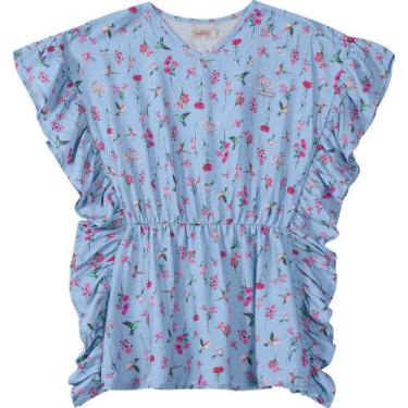 Imagem de Saída de Praia Infantil Azul Floral - Carinhoso, M