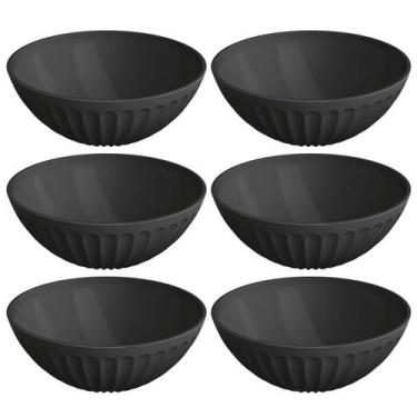 Imagem de Kit 6 Saladeiras Tigelas 1,5L Pretas Plásticas Sobremesa Res - UZ Util