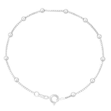 Imagem de Pulseira de Prata 925 Feminina 18cm com Bolinhas Delicadas - Princesa 