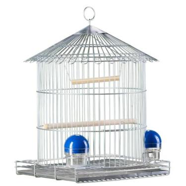 Imagem de Gaiola Pássaros Mini Redonda Luxo Prata P017A - Gaiolas Londrina, P017