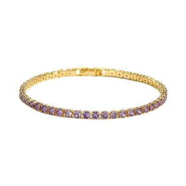 Imagem de Pulseira De Tênis Feminina Impermeável Com Cristais Coloridos 3MM Mult