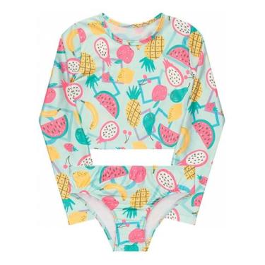 Imagem de Biquini Infantil + Blusa Cropped Proteção Solar Uv50 Sereia - anjo da 