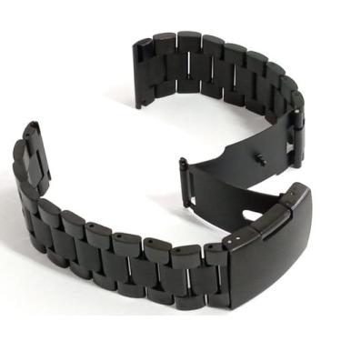 Imagem de Pulseira Relógio Aço, Preto 24mm, Botão lateral no Fecho.LC129 - Marco