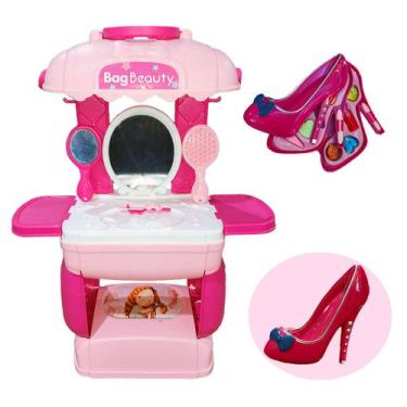 Imagem de Penteadeira Infantil + Estojo Maquiagem Sapatinho Princesa - Mamãe Reb
