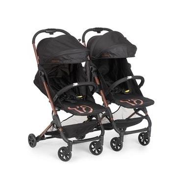 Imagem de Carrinho De Bebê Para Gêmeos Galzerano Duolee De 0 Meses Até 15kg Preto Com Cobre U