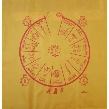 Imagem de Toalha Para Jogo De Cartas Cigana Amarela  Em Tecido 70x70 Cm - Lua Mi