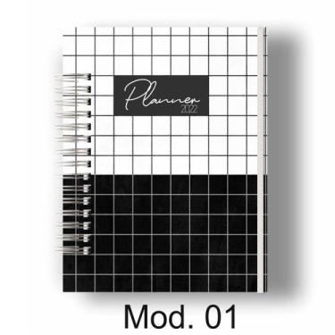 Imagem de Planner Masculino Quadriculado Preto e Branco - Kit Mundo Artesanato