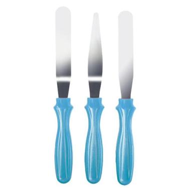 Imagem de Kit espatulas confeiteiro inox 3 pecas  profissional para confeitaria 