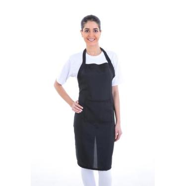 Imagem de Avental E Bandana Oxford Lanchonete Restaurante Ajustável Cor:Preto - 