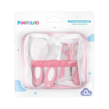 Imagem de Kit Cuidados para Bebê 5 pçs com Necessaire Rosa - Pimpolho