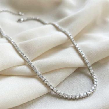 Imagem de Choker riviera 2mm cristal 36cm banhado a Prata - KARINE RAMALHO