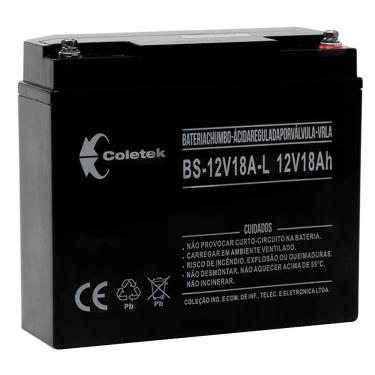 Imagem de Bateria Coletek para Nobreak BS-12V18A com Tecnologia AGM e Eletrólito Absorvido Preto 12V 18AH
