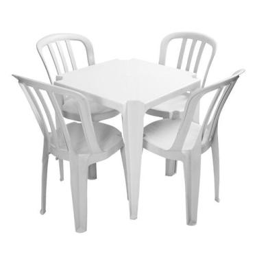 Imagem de Mesa e Cadeira de Plástico Branco gelo - Central de embalagens