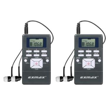 Imagem de Rádio FM Portátil Sem Fio EXMAX EXG-108 Kit com 2 Unidades Cinza