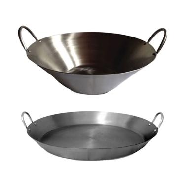 Imagem de Kit Fritura Produção Cozinha Média Tacho de Aço Inox 45cm Beira Baixa e Alta KIT003JAM